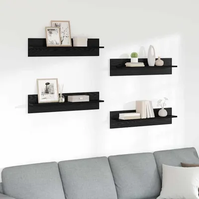 Immagine prodotto di Maison Exclusive - Mensole da parete 4 pezzi effetto rovere nero 80 x 11,5 x 18 cm