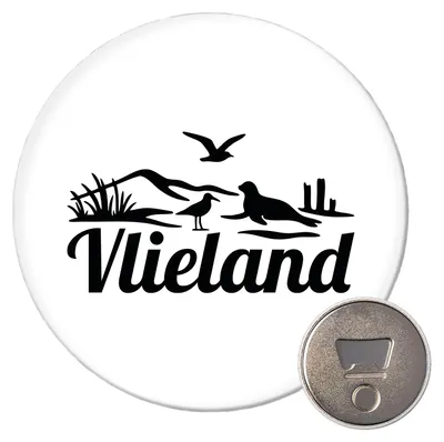 Produktbild von Huuraa Magnet Vlieland Niederlande 59mm Kühlschrankmagnet rund Flaschenöffner Geschenkidee