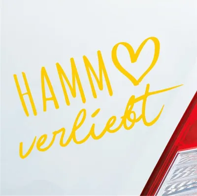 Produktbild von Auto Aufkleber Hamm verliebt Herz Stadt Heimat Liebe Car 19x10 cm Gelb Sticker Heckscheibenaufkleber