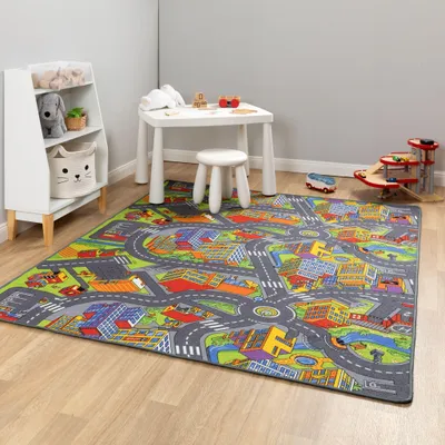 Produktbild von Steffensmsier Kinderteppich Anton | Kinderzimmer | Spielteppich | Straßenteppich, Rechteckig, Größe: 200x200 cm