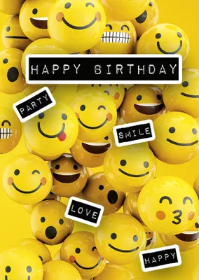 Produktbild von Geburtstag - A4 Karte mit Umschlag – Smileys intgernational - Happy Bi