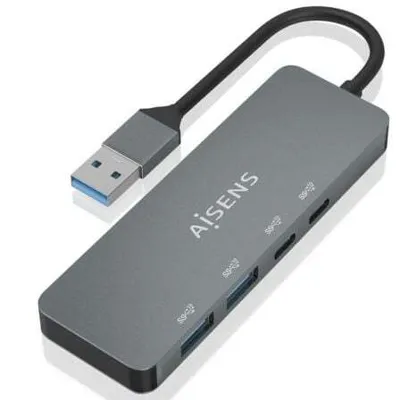 Image de Hub USB 3.2 Aisens A106-0696/ 2xUSB/ 2xUSB Type-C/ Gris