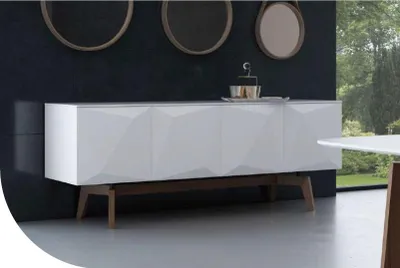 Obrázok produktu pre Biely príborník s úložným priestorom nábytok do jedálne luxusný drevený nábytok moderný