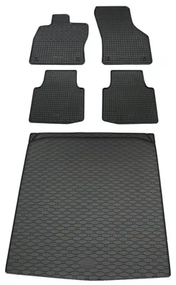 Rigum Gummi Fußmatten + Kofferraumwanne im Set für Skoda Superb 3 Kombi, schwarz