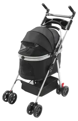 Produktbild von Faltbarer Hundebuggy Katzenbuggy - Haustierwagen - Für Katzen und kleine Hunde - Universelle Räder - 50 x 60 cm - Schwarz