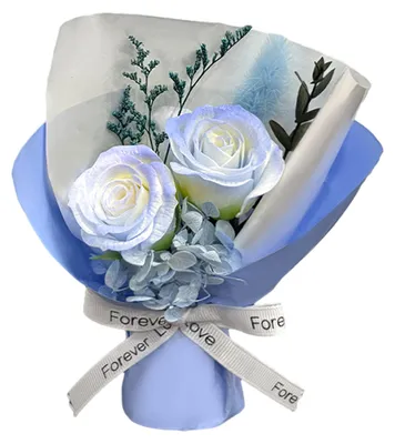 Produktbild von 2 Mini-Aromatherapie-Seifenrosenstrauß, duftendes künstliches Blumenarrangement für Frauen, romantisches Geschenk mit konservierten Blumen für Frauen, Mutter, Ehefrau, beste Freundin