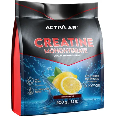 Obrázok produktu pre Kreatín monohydrát + taurín v prášku 500 g, citrónová príchuť, Activlab – doplnok stravy pre výkonnosť a silový tréning