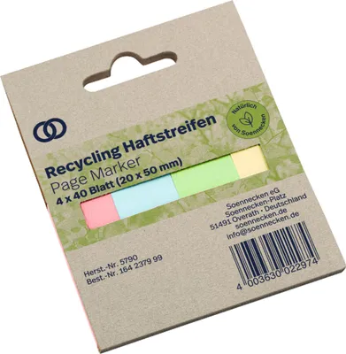 Produktbild von Haftstreifen oeco RC 5790 20x50mm 40 Blatt sortiert 4 Stück Packung mit 240 Stück