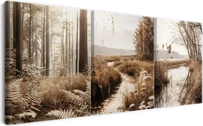 Zdjęcie produktu dla Fototapeta las na płótnie - ekologiczny tusz, wodoodporna - 3 sztuki 90x180 cm obrazy na płótnie do salonu, sypialni