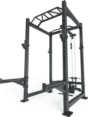 Produktbild von ATLETICA R8-Blade Power Rack | Full Rack mit Latzug, Multi-Grip Bar, Spotter Arms, 4 J-Hooks | 226 cm Höhe | 123x211 cm Grundfläche