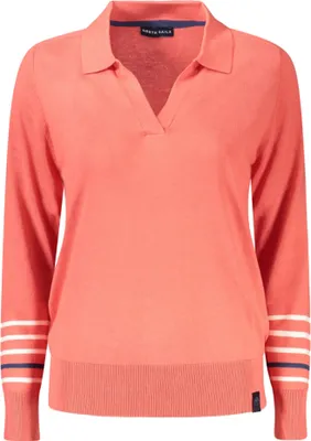 Produktbild von Damenpullover Rosa: Langarmshirt mit V-Ausschnitt & Kontrastdetails