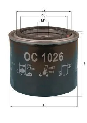 Produktbild von Ölfilter MAHLE OC 1026 Anschraubfilter