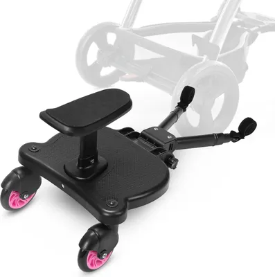 Produktbild von Fiqops Buggy board Upgrade Universal Stehbrett Kiddy Trittbrett Kinderwagen Zubehör mit Sitz Rosa