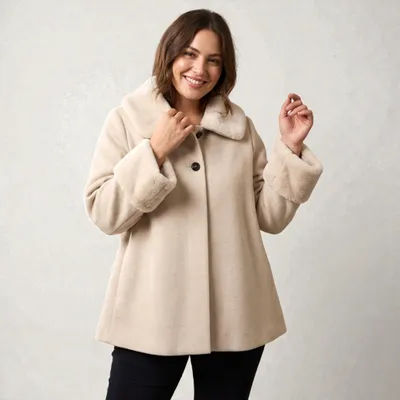Produktbild von Mantel-Poncho Damen Überwurf 3/4 Arm Cape mit Kragen 38 40 42 44 Knopfleiste
