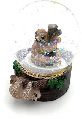 Produktbild von Onwomania Faultier süß niedlich Höhe 6,5cm Schneekugel Glitzerkugel Kugel schütteln mehrfarbig