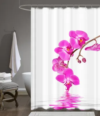 Produktbild von Digitaldruck Qualität Textil Duschvorhang ORCHIDEEN 120x200cm Wannenvorhang inkl. Ringe
