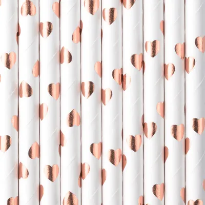 Immagine prodotto di Cannucce di carta a strisce diagonali 19cm oro rosa bianco set di 10