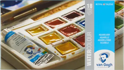 Productafbeelding van Van Gogh Kofferset van kunststof | 18 halve verfpotjes en 2 tubes van 10 ml