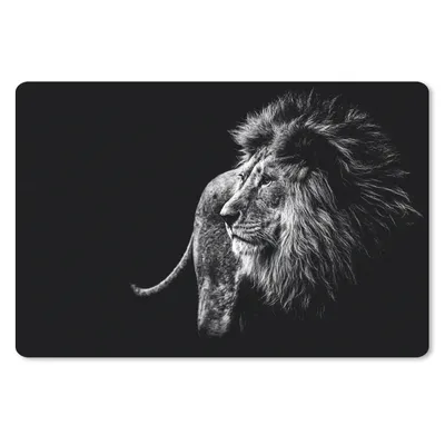 Produktbild von MuchoWow® Schreibtischunterlage Wilde Tiere - Schwarz und weiß - Porträt 60x40 cm - XXL Mauspad - Großes Mauspad