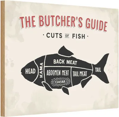Produktbild von vianmo Holzschild 20x30 cm Fisch cuts of fish Metzgerei Hofladen Marktstand Laden