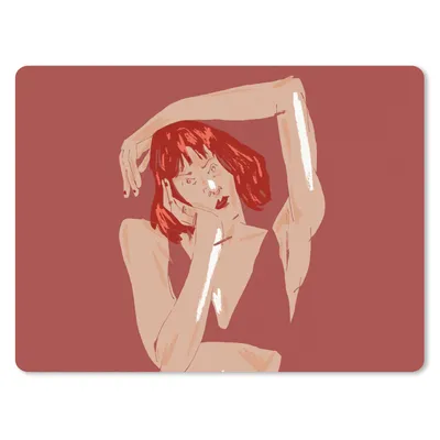 Produktbild von MuchoWow® Mauspad Mousepad Frau - Rot - Abstrakt - Porträt 40x30 cm - Mousepads - Maus Mat - Pad - Mausunterlage - Anti Rutsch
