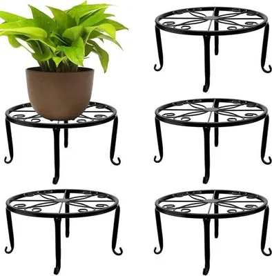Image de 23 cm Support de pot de fleurs en métal noir - set de 5 pièces