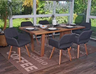 Produktbild von 6er-Set Esszimmerstuhl MCW-A50 II, Stuhl Küchenstuhl, Retro 50er Jahre Design  Textil, grau, helle Beine