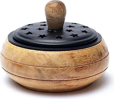 Produktbild von Räuchergefäß aus Mangoholz – 2er-Set – 9 x 7 cm
