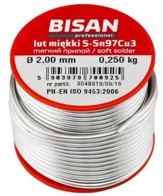 Obrázek produktu pro Bisan cín na pájení 2 mm měkká pájka 250 g s tavidlem