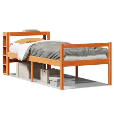 Produktbild von vidaXL Bettgestell mit Kopfteil ohne Matratze Wachsbraun 75x190 cm
