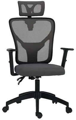 Produktbild von Ergonomischer und verstellbarer Bš¹rostuhl mit Lendenwirbelstš¹tze und Kopfstš¹tze, 66 x 61 x 106šC116 cm, Grau