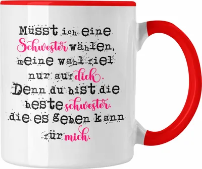 Produktbild von Trendation - Geschenk Für Die Beste Schwester Der Welt Tasse Geschenkidee Geburtstag Schwestern (Rot)