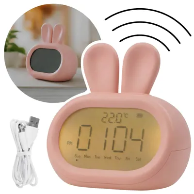 Produktbild von Mary's Elektronischer Wecker mit Display für Kinder, Häschen-Design, rosa, USB
