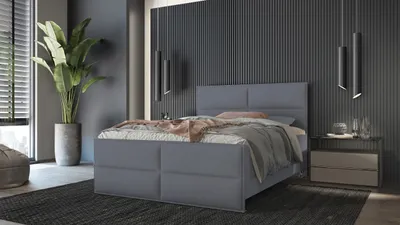 Obrázek produktu pro Prodejce LEADER skříňová postel BERN 120x200 cm čalouněná postel se dvěma zásuvkami, kompletní sada s matrací a topperem (4 cm), šedá, látka na postel ELEMENT 23