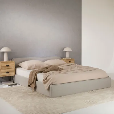 Produktbild von Polsterbett MARINI Doppelbett 140x200 cm in hellgrau -  Bett gepolstert mit Lattenrost, modernes Design & stabiles Holzgestell mit Kunststofffüßen