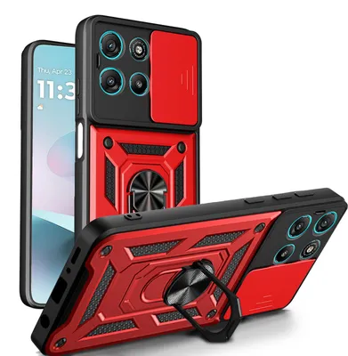 Produktbild von Outdoor Hülle für Motorola Moto G57 / G67 Power Kameraschutz Ring Case Rot
