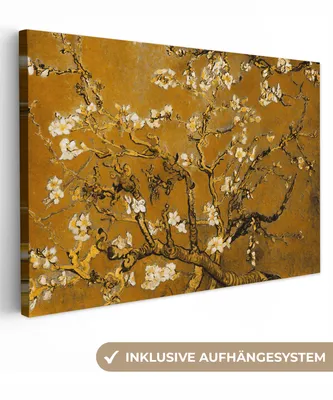 Obrázok produktu pre MuchoWow® - Plátno - Mandľový kvet - Umenie - Van Gogh - Zlatá, nástenná maľba, nástenné dekorácie obrazy obývacia izba, 120x80cm