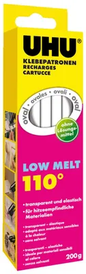 Zdjęcie produktu dla UHU Wkłady klejowe Low Melt 110C przezroczysty elastyczny 15 sztyftów 200g