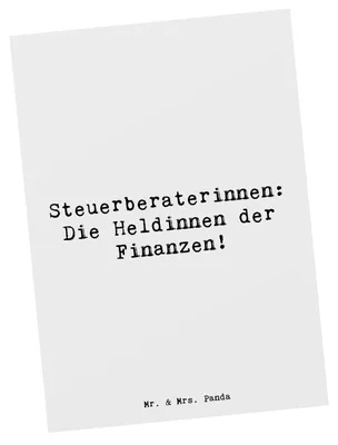 Produktbild von Mr. & Mrs. Panda Postkarte Spruch Steuerberaterin Heldin - Weiß - Geschenk, Alltag, Wertschätzung, Beruf, Berufsalltag, Ansichtskarte, Fotokarte, Berufsgestaltung