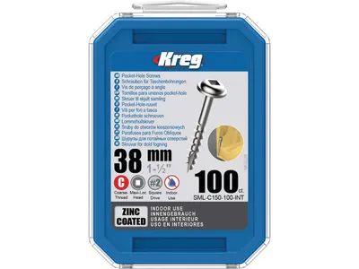 Produktbild von Kreg Pocket-Hole Schrauben 38 mm, Verzinkt, Maxi-Loc, Grobgewinde - 100Stk.