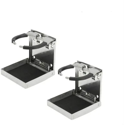 Image de 2X Porte-gobelets en acier inoxydable Réglable Pliable Porte-gobelets Porte-cup pour bateau Caravane Voiture