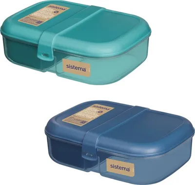 Produktbild von Sistema® Ocean Bound Dreikammer-Lunchbox mit Joghurtbehälter 1,1 l, bunt gemischt