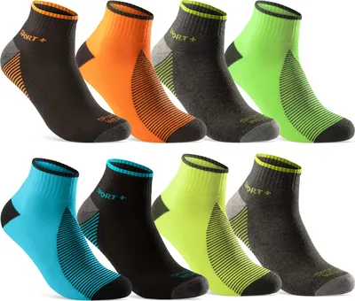 Produktbild von 8 oder 12 Paar Sportsocken Damen&Herren Sneaker Socken NEON mit verstärkter Frotteesohle Baumwolle 16209 - 8 Paar Farbmix 43-46