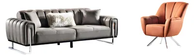 Produktbild von Modern Wohnzimmer Set Sofa 3 Sitzer Sessel Textil Sessel Wohnzimmer Neu