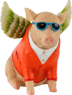 Produktbild von HOFF-INTERIEUR 1508 Spardose "FLYING PIG" ca. 12x12,5x11cm fliegendes Schwein mit Brille mehrfarbig