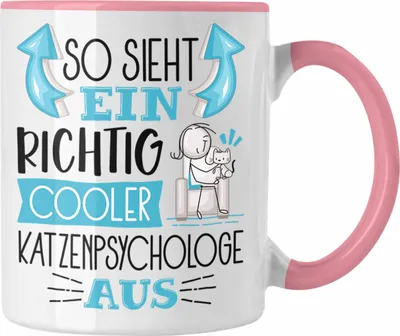 Produktbild von Trendation - Katzenpsychologe Tasse So Sieht Ein Richtig Cooler Katzenpsychologe Aus Geschenk Lustiger Spruch Geschenkidee (Rosa)