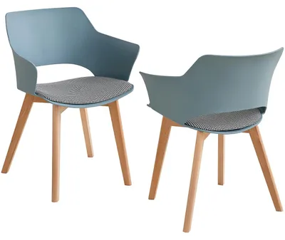 Image de Chaise de salle à manger, design moderne et minimaliste, rembourrage en tissu moelleux, lot de 2 - bleu