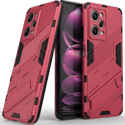 Produktbild von Armor Hülle für Xiaomi Poco X5 Pro /Redmi Note 12 Pro 5G, Hybrid PC TPU Bumper Stoßfestes Schutzhülle mit Standfunktion Rosa