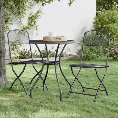 Produktbild von The Living Store Klappbare Gartenstühle 2 Stk. Streckgitter Anthrazit