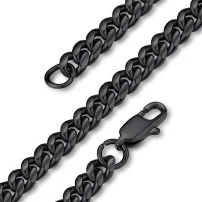 Produktbild von GoldChic Panzerkette Herren Edelstahl Kette Schwarz Kubanische Halskette Damen E